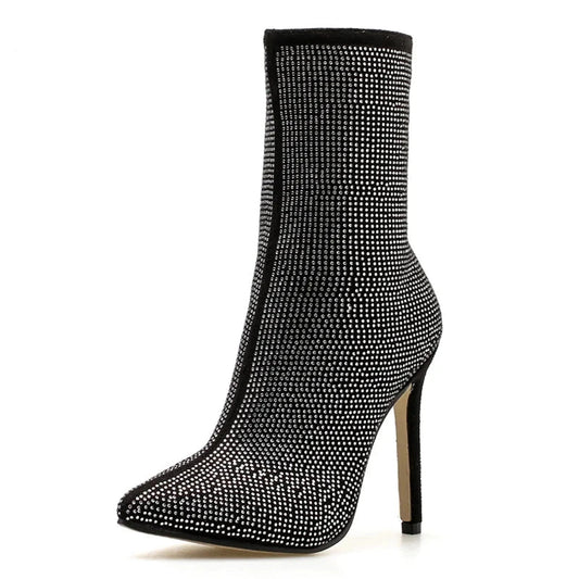 Stivaletti con brillantini e tacchi alti da donna - Stivaletti donna ATREND