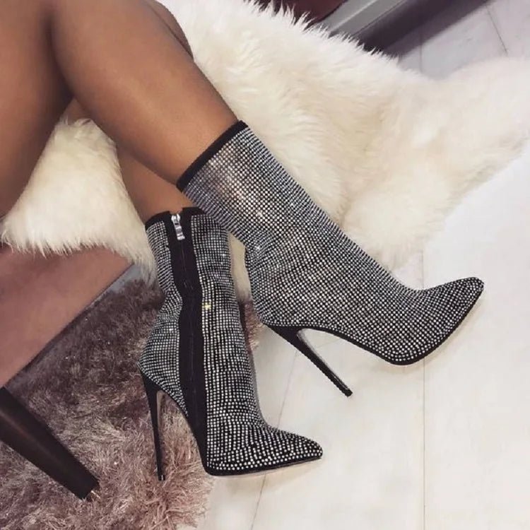 Stivaletti con brillantini e tacchi alti da donna - Stivaletti donna ATREND
