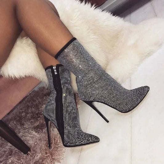 Stivaletti con brillantini e tacchi alti da donna - Stivaletti donna ATREND