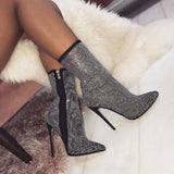 Stivaletti con brillantini e tacchi alti da donna - Stivaletti donna ATREND
