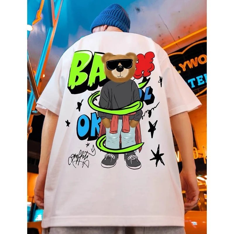T-shirt cartoon oversize in cotone da uomo - T-shirt uomo ATREND