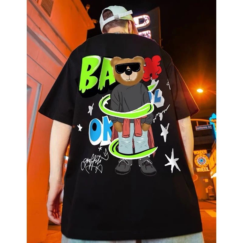 T-shirt cartoon oversize in cotone da uomo - T-shirt uomo ATREND