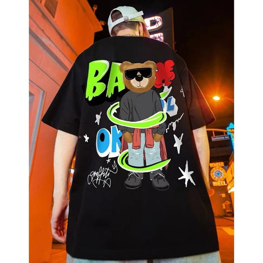 T-shirt cartoon oversize in cotone da uomo - T-shirt uomo ATREND
