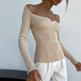 T-shirt casual a maniche lunghe con spalle scoperte - t-shirt ATREND