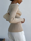 T-shirt casual a maniche lunghe con spalle scoperte - t-shirt ATREND