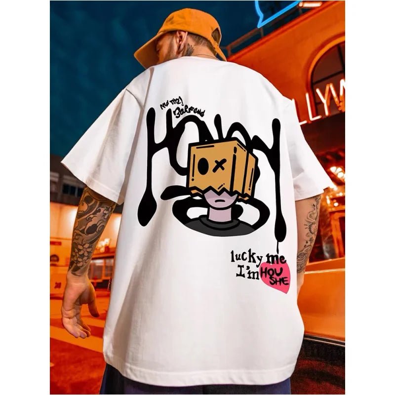 T-shirt casual grafica in cotone da uomo ATREND