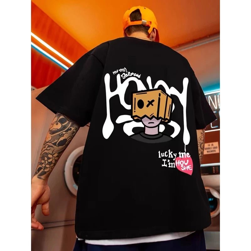 T-shirt casual grafica in cotone da uomo ATREND