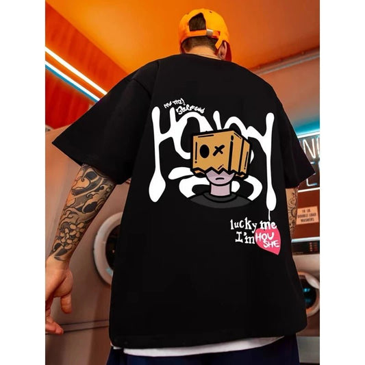 T-shirt casual grafica in cotone da uomo ATREND