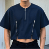 T-shirt corta casual con cerniere laterali a mezze maniche da uomo ATREND