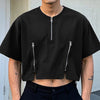 T-shirt corta casual con cerniere laterali a mezze maniche da uomo ATREND