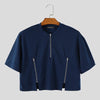 T-shirt corta casual con cerniere laterali a mezze maniche da uomo ATREND