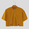 T-shirt corta casual con cerniere laterali a mezze maniche da uomo ATREND