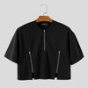T-shirt corta casual con cerniere laterali a mezze maniche da uomo ATREND
