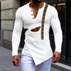 T-shirt geometrica scavata a manica lunghe con bottoni laterali da uomo ATREND