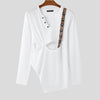 T-shirt geometrica scavata a manica lunghe con bottoni laterali da uomo ATREND