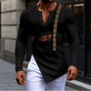 T-shirt geometrica scavata a manica lunghe con bottoni laterali da uomo ATREND