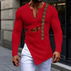 T-shirt geometrica scavata a manica lunghe con bottoni laterali da uomo ATREND