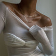 T-shirt in maglia arricciata con spalle scoperte a maniche lunghe - t-shirt ATREND