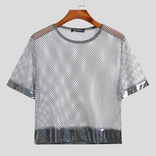 T-shirt patchwork a rete da uomo - t-shirt ATREND