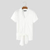 T-shirt patchwork intrecciata con bordo in pizzo e cintura da uomo ATREND