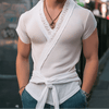 T-shirt patchwork intrecciata con bordo in pizzo e cintura da uomo ATREND