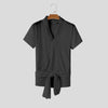 T-shirt patchwork intrecciata con bordo in pizzo e cintura da uomo ATREND