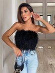 Top corto a fascia in soffice pelliccia sintetica - top donna ATREND
