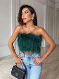 Top corto a fascia in soffice pelliccia sintetica - top donna ATREND