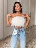 Top corto a fascia in soffice pelliccia sintetica - top donna ATREND