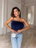 Top corto a fascia in soffice pelliccia sintetica - top donna ATREND