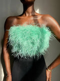 Top corto a fascia in soffice pelliccia sintetica - top donna ATREND