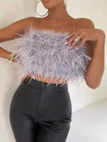 Top corto a fascia in soffice pelliccia sintetica - top donna ATREND