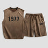 Tuta sportiva scamosciata T-shirt senza maniche e pantaloncini da uomo ATREND