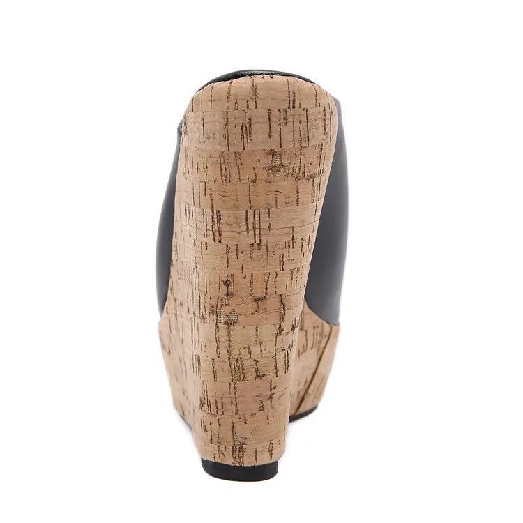 Zeppe alte in sughero in pelle PU da donna - zeppe ATREND