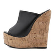Zeppe alte in sughero in pelle PU da donna - zeppe ATREND