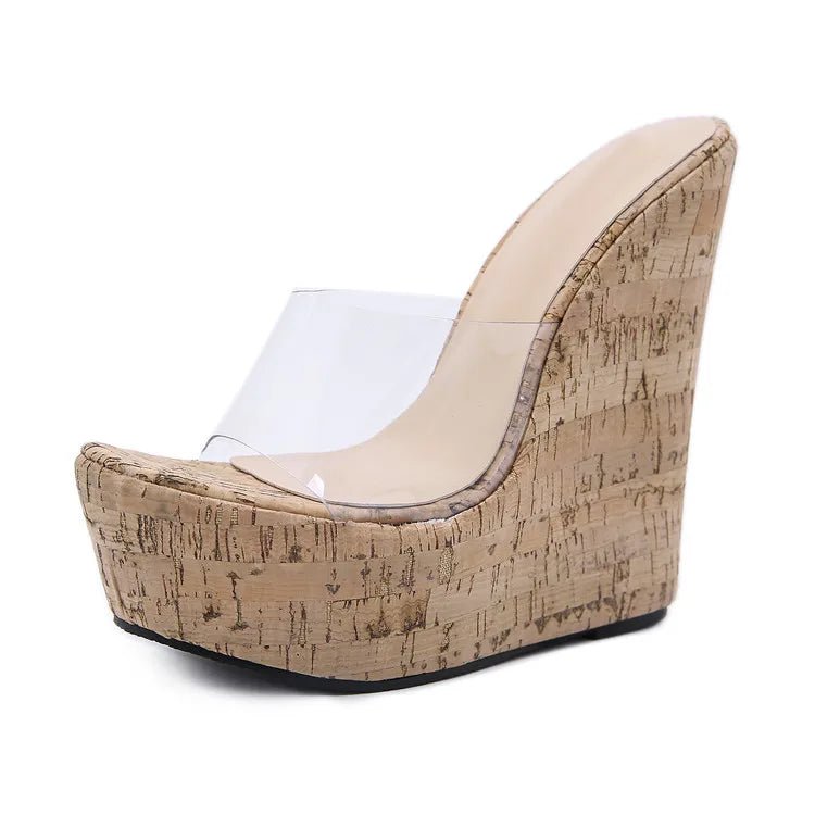 Zeppe alte in sughero in PVC trasparente da donna - zeppe ATREND
