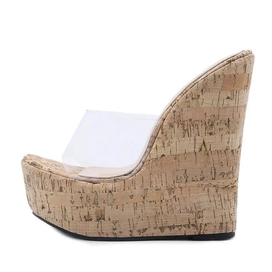 Zeppe alte in sughero in PVC trasparente da donna - zeppe ATREND