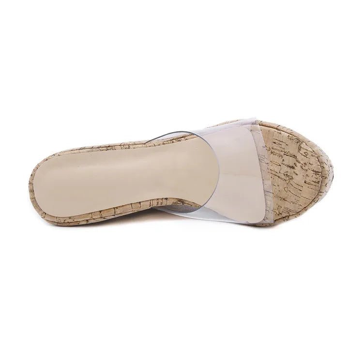 Zeppe alte in sughero in PVC trasparente da donna - zeppe ATREND