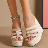 Zeppe alte in tessuto intrecciate da donna - zeppe ATREND