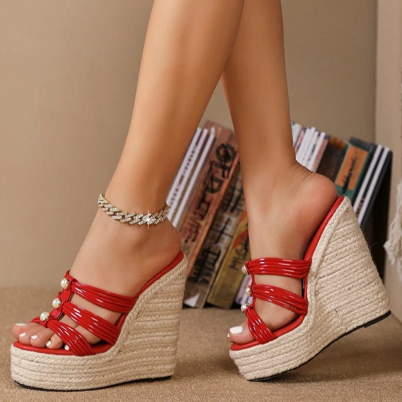 Zeppe alte in tessuto intrecciate da donna - zeppe ATREND