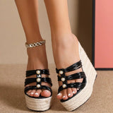 Zeppe alte in tessuto intrecciate da donna - zeppe ATREND