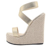 Zeppe casual con fasce intrecciate in pelle PU con plateau in tela da donna ATREND