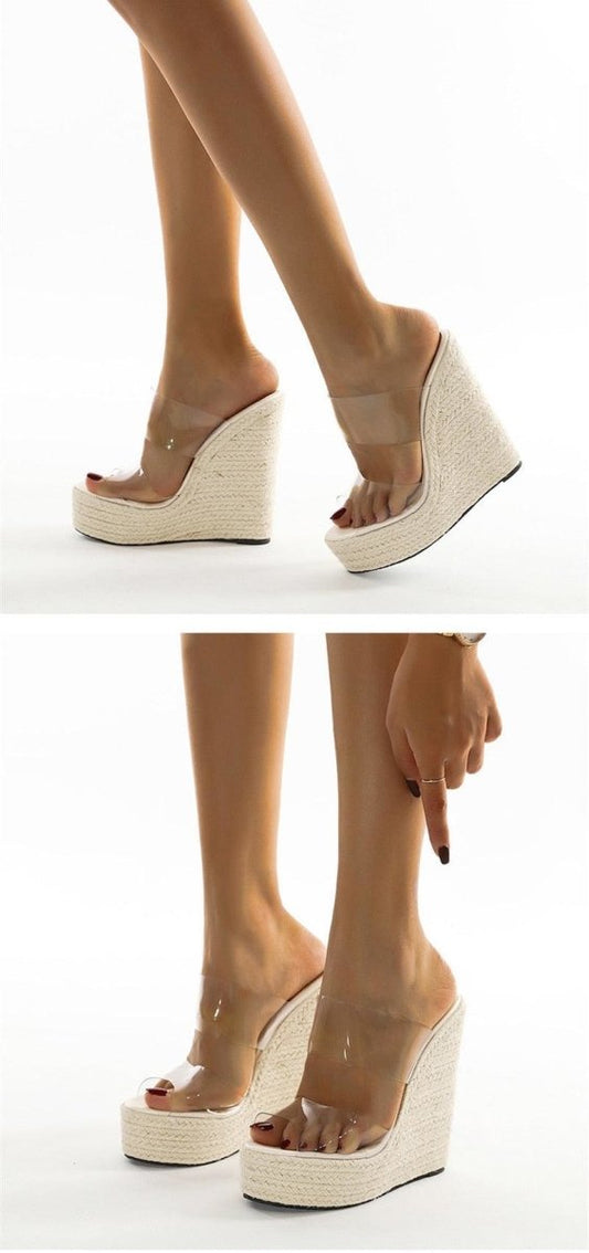 Zeppe con fasce trasparenti da donna - Sandali ATREND