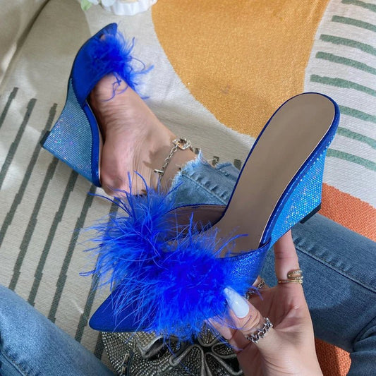 Zeppe glitterate con piume da donna - zeppe ATREND